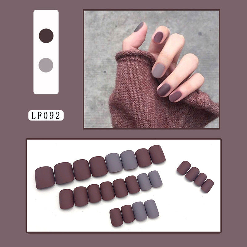 #136 Frosted Nude Color Short Length Dark Fake Nails Nail Tips