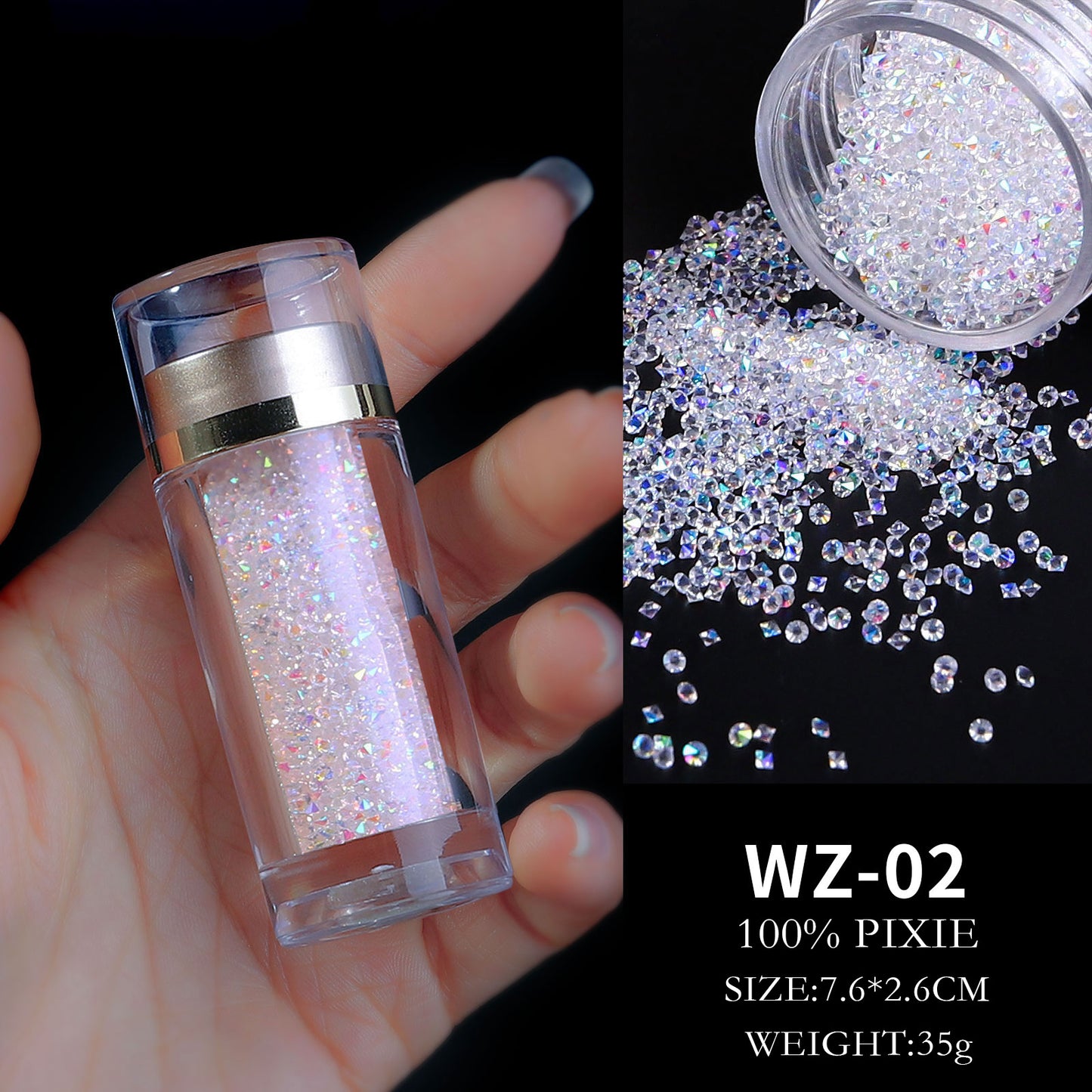 Glitter Rhinestone Iridescent Nail Art AB Gem Shine Like Diamond