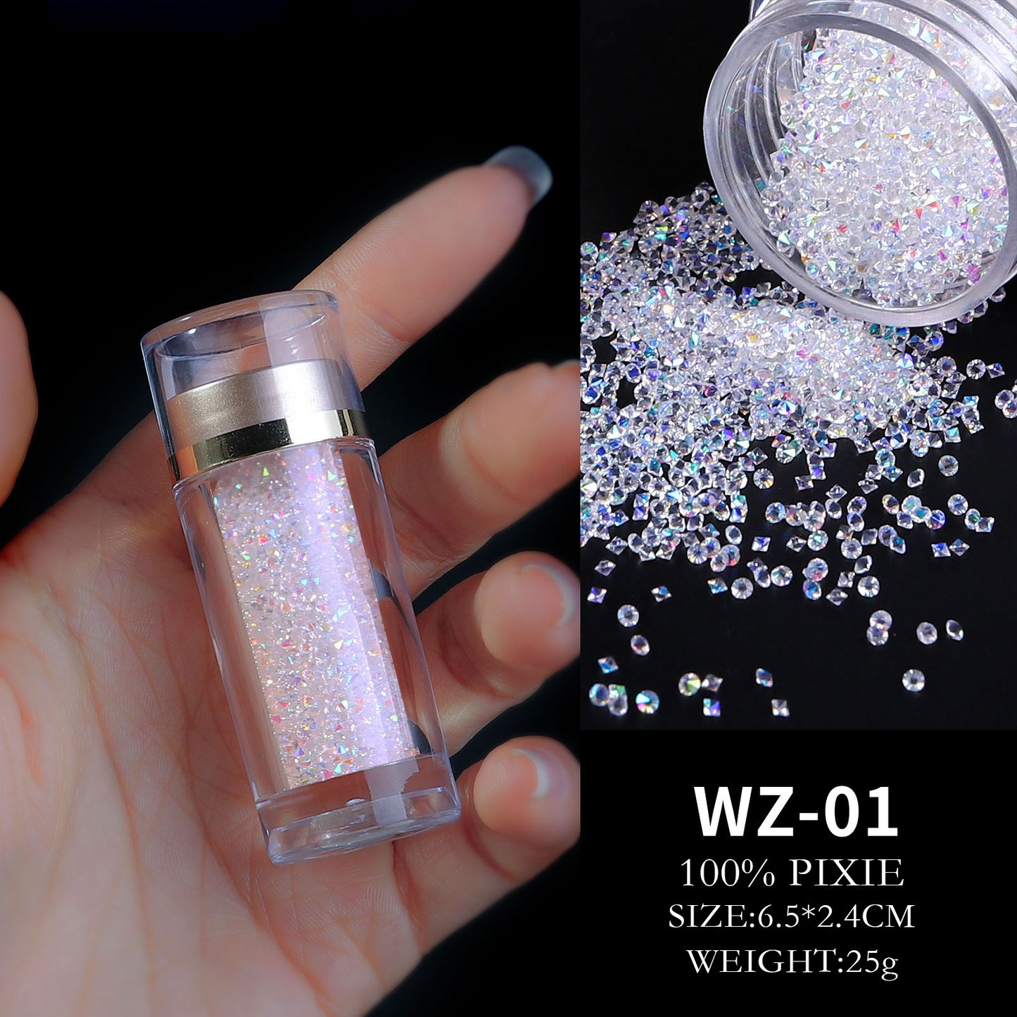 Glitter Rhinestone Iridescent Nail Art AB Gem Shine Like Diamond