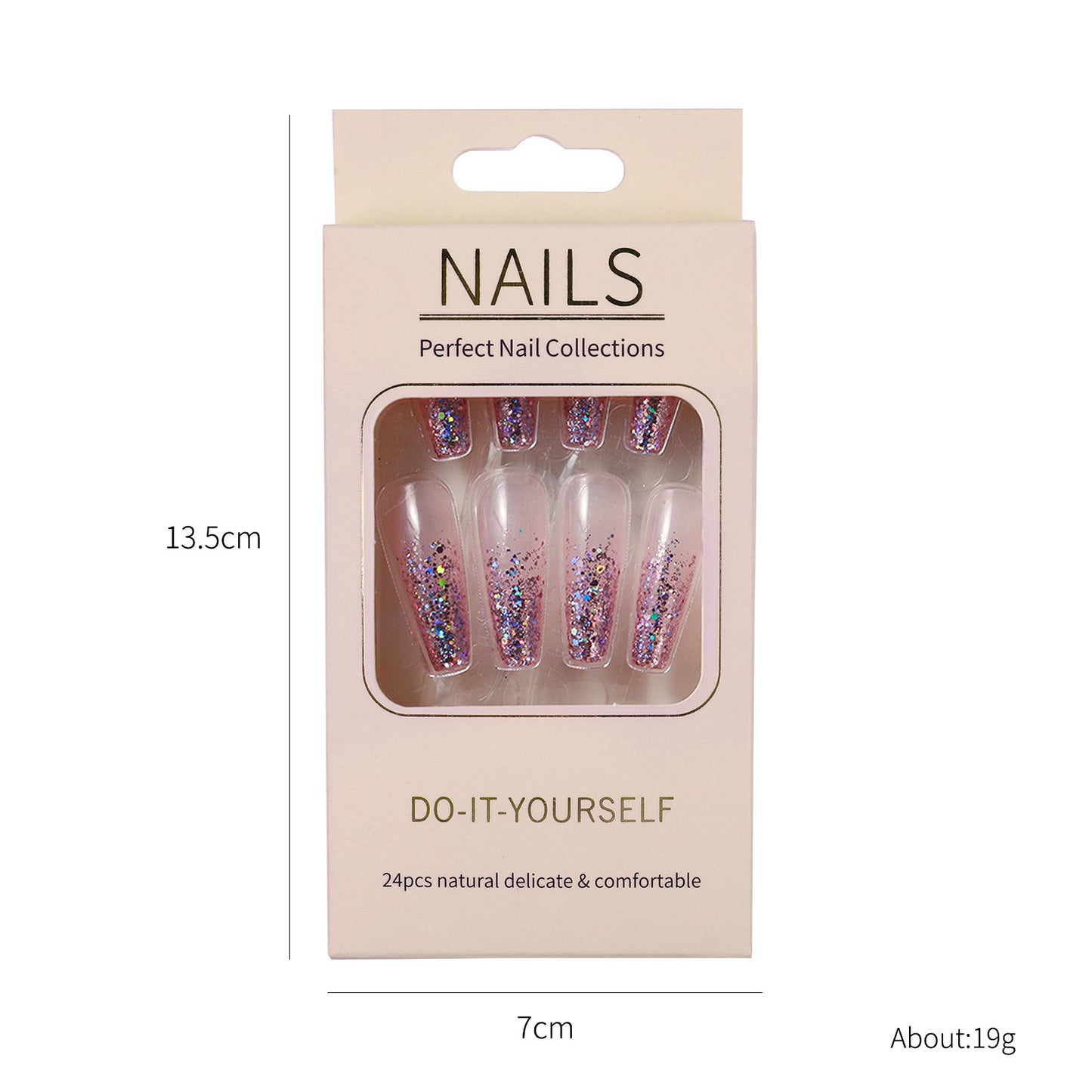 Press On Nail Kit Long Length Polish-Free False Coffin Nail Art Tips