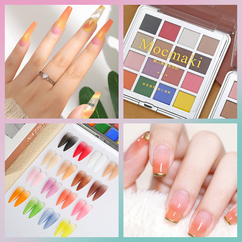 16 Colors Solid Nail Powder Gradient Pigment Nail Powder