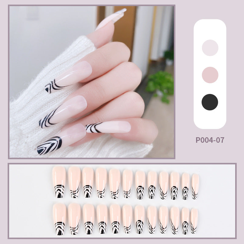 PressOn Nails Long Coffin Nails French Manicure Acrylic Artificial Tips