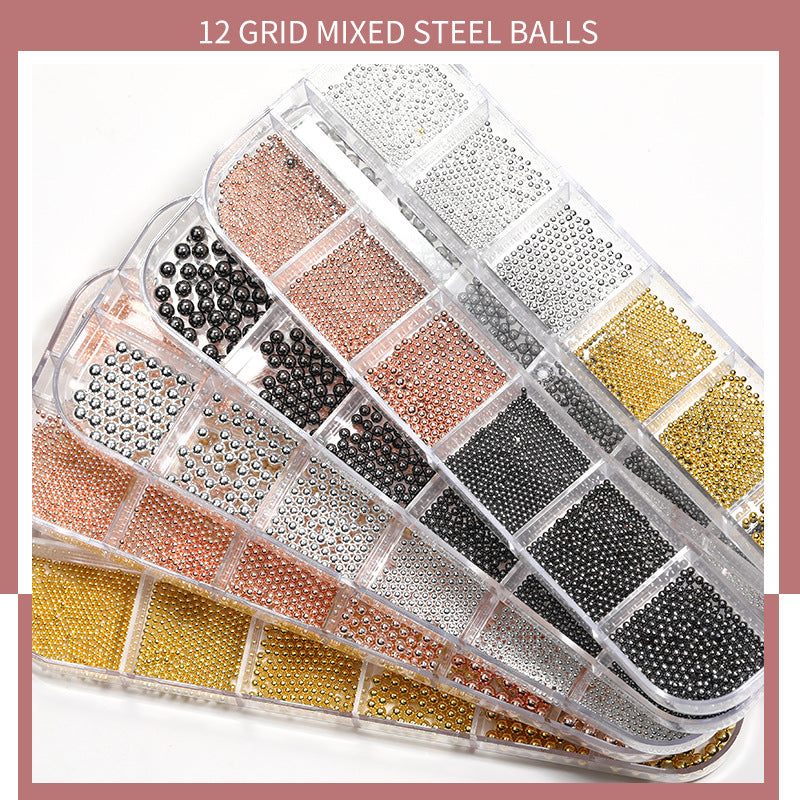 3D Steel Beads For Nail Art Mini Metal Balls Nail Art Accessories