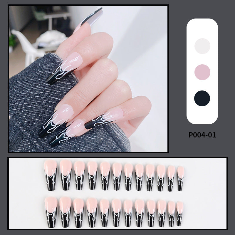 PressOn Nails Long Coffin Nails French Manicure Acrylic Artificial Tips