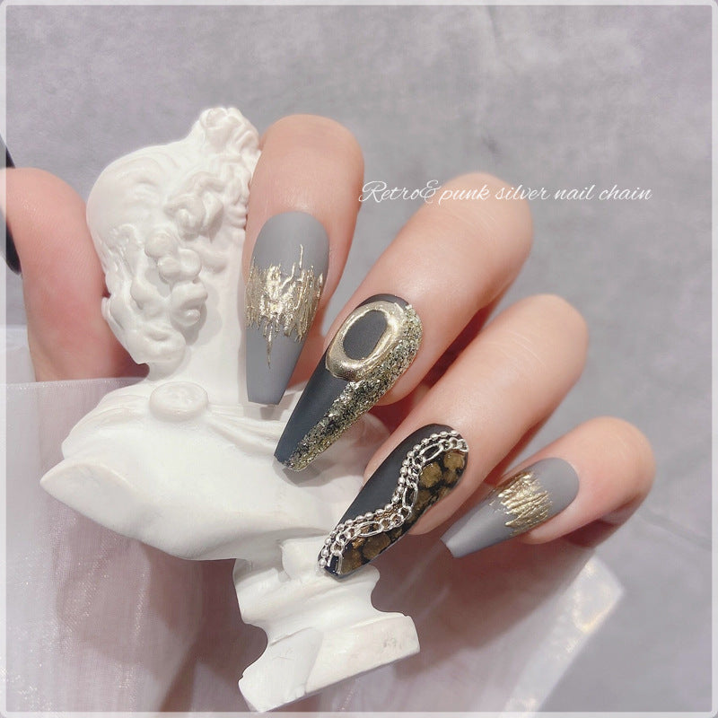 Gold&Sliver Nail Chain DIY Tools Punk Nail Decals