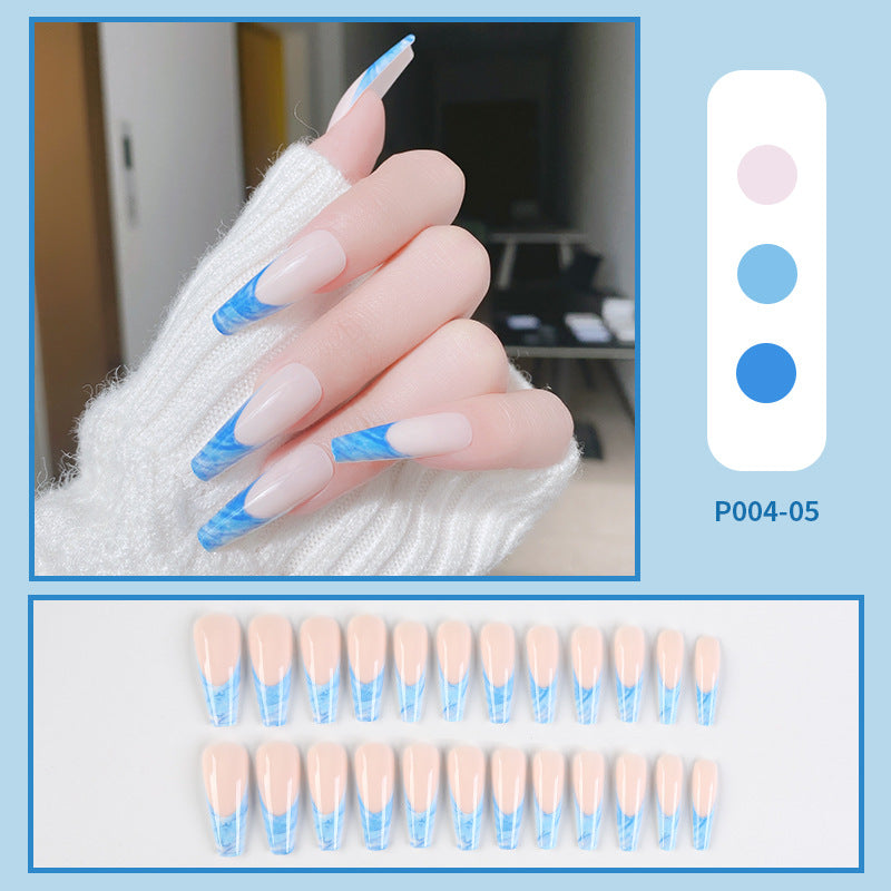 PressOn Nails Long Coffin Nails French Manicure Acrylic Artificial Tips