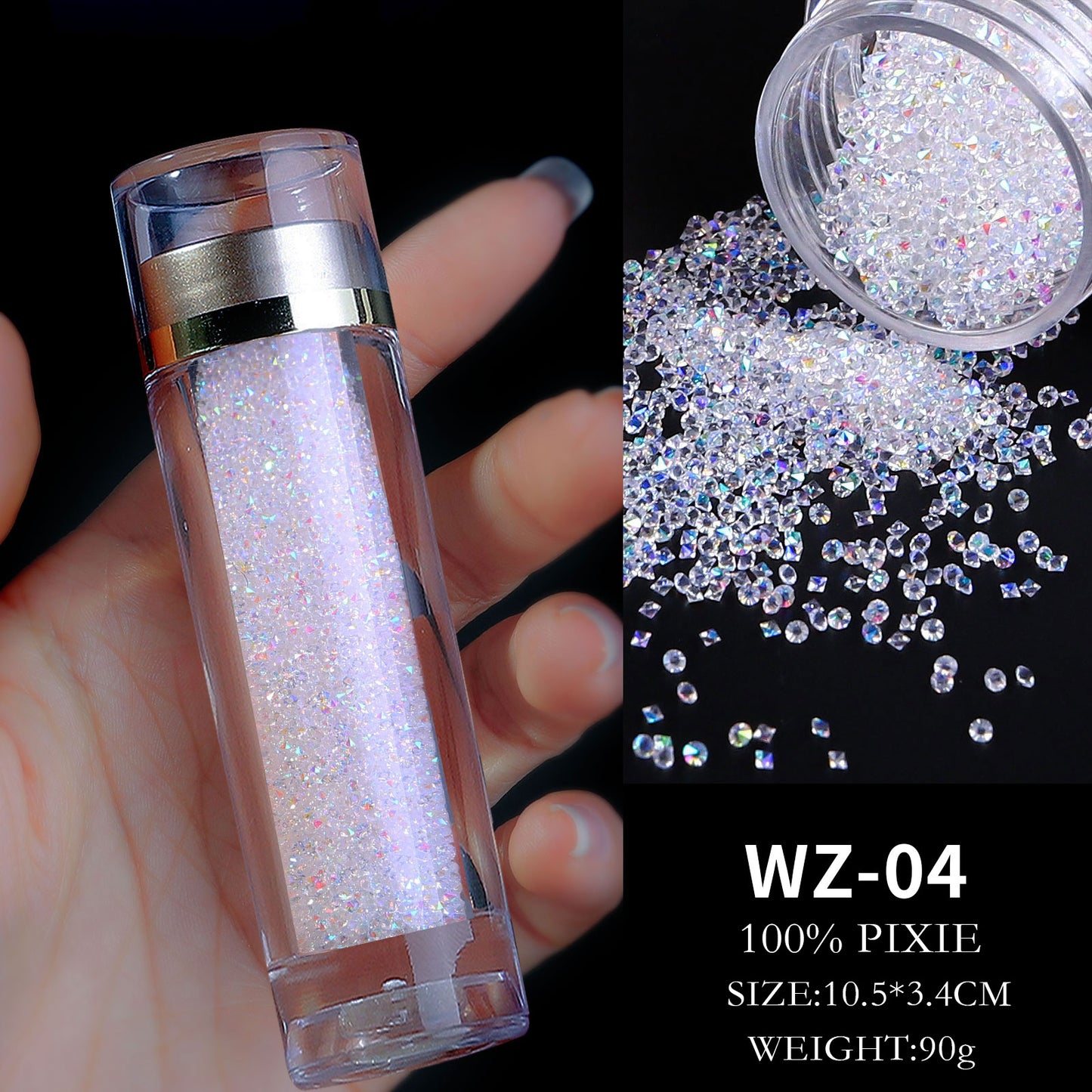 Glitter Rhinestone Iridescent Nail Art AB Gem Shine Like Diamond