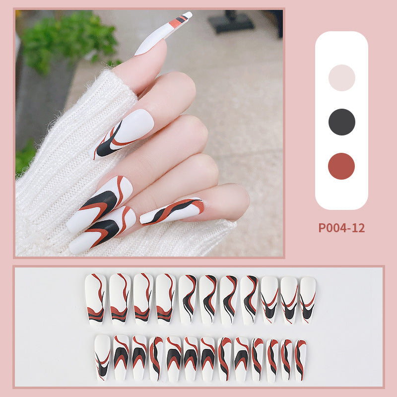 PressOn Nails Long Coffin Nails French Manicure Acrylic Artificial Tips