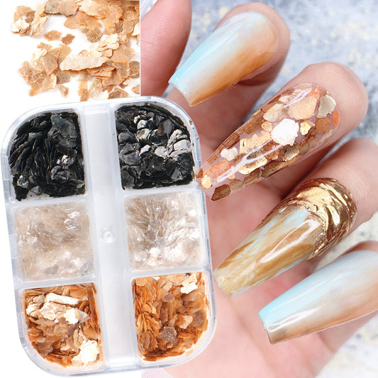 Irregular Mica Shiny Nail Sequins Marble Nail Sticker