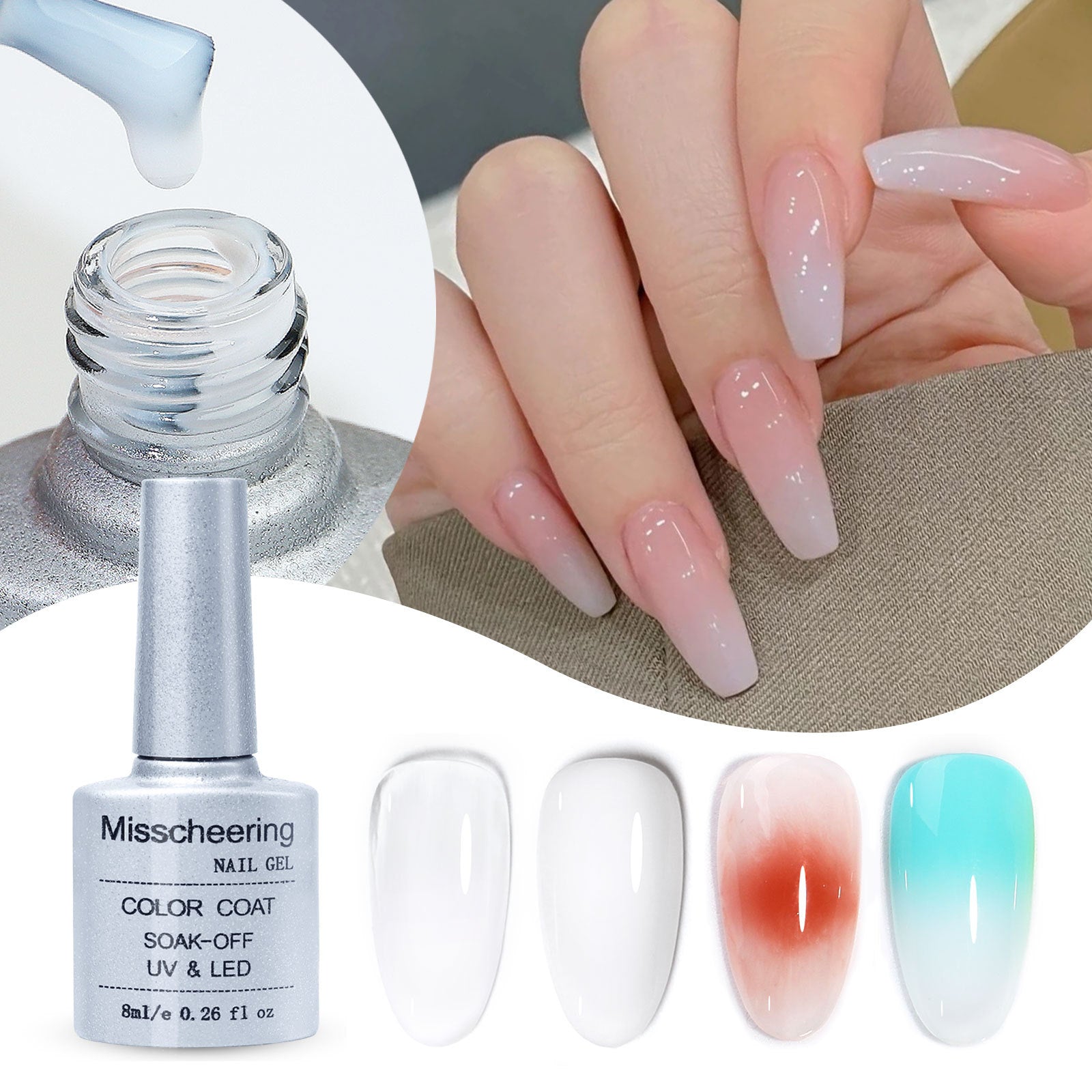 Nude Milky White Gel Nail Polish - Natural Semi-transparent Jelly Nail  Polish with Removable UV Top Coat - Perfect for French Manicure | SHEIN USA