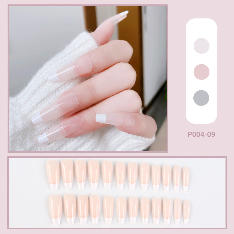 PressOn Nails Long Coffin Nails French Manicure Acrylic Artificial Tips