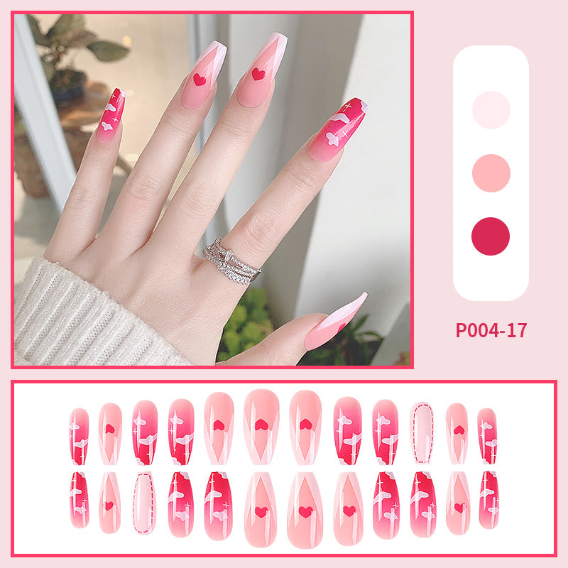 PressOn Nails Long Coffin Nails French Manicure Acrylic Artificial Tips