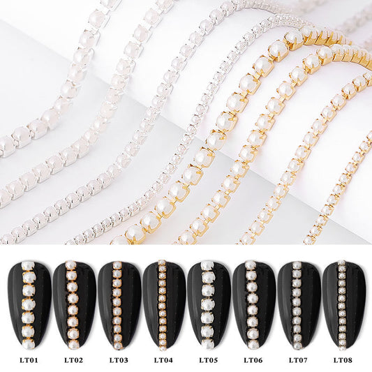 Metal Nail Chain Pearl Chain Trimming Claw Nail Decals