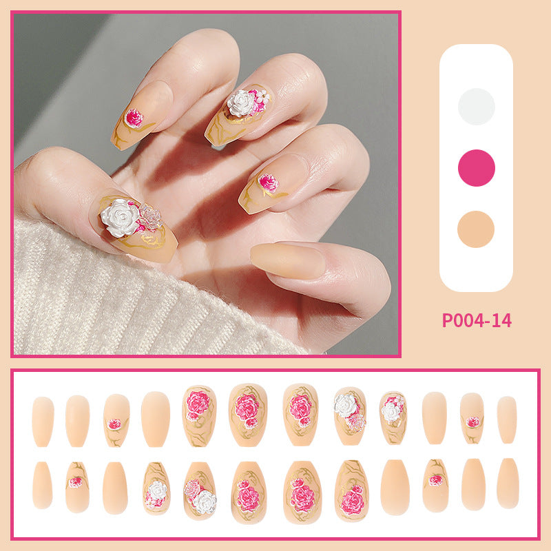 PressOn Nails Long Coffin Nails French Manicure Acrylic Artificial Tips