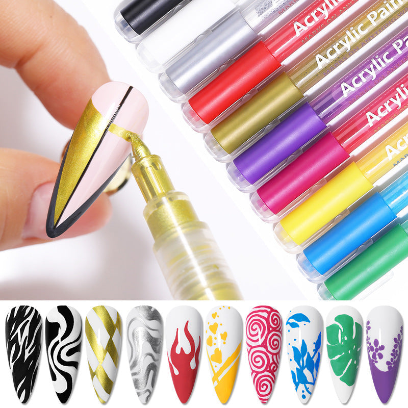 3D Graffiti Nail Art Pen Dot Liner Pen for Nail DIY Paint Tools