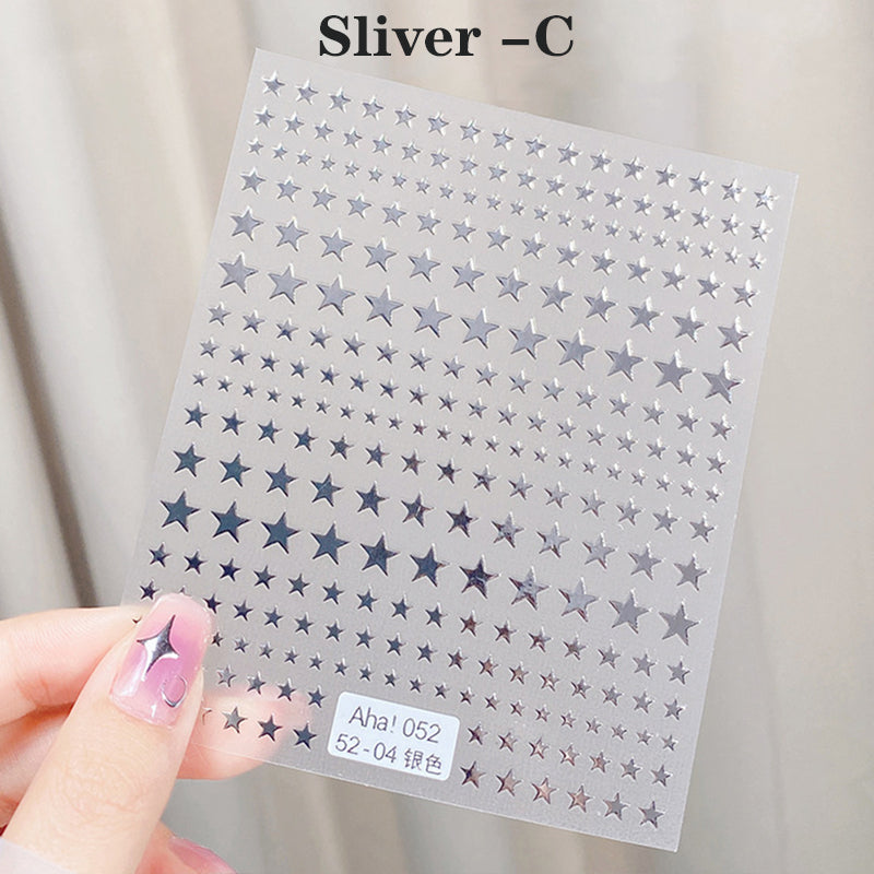 Star Moon Nail Art Stickers Nail Decals Adhesive Nail Supplies