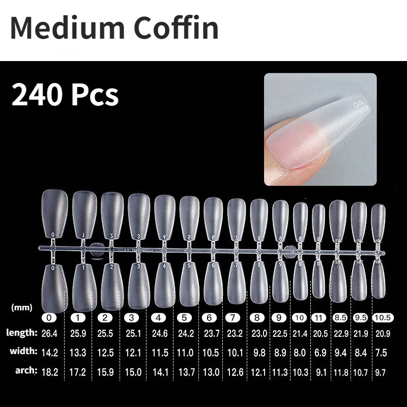 Clear Coffin Press on Nail Tips Extra Lenth Matte Acrylic Nail Tips