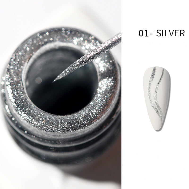 SHINY Gel Polish Nail Liner Art Soak Off Gold Silver Glitters Nail Art Gel