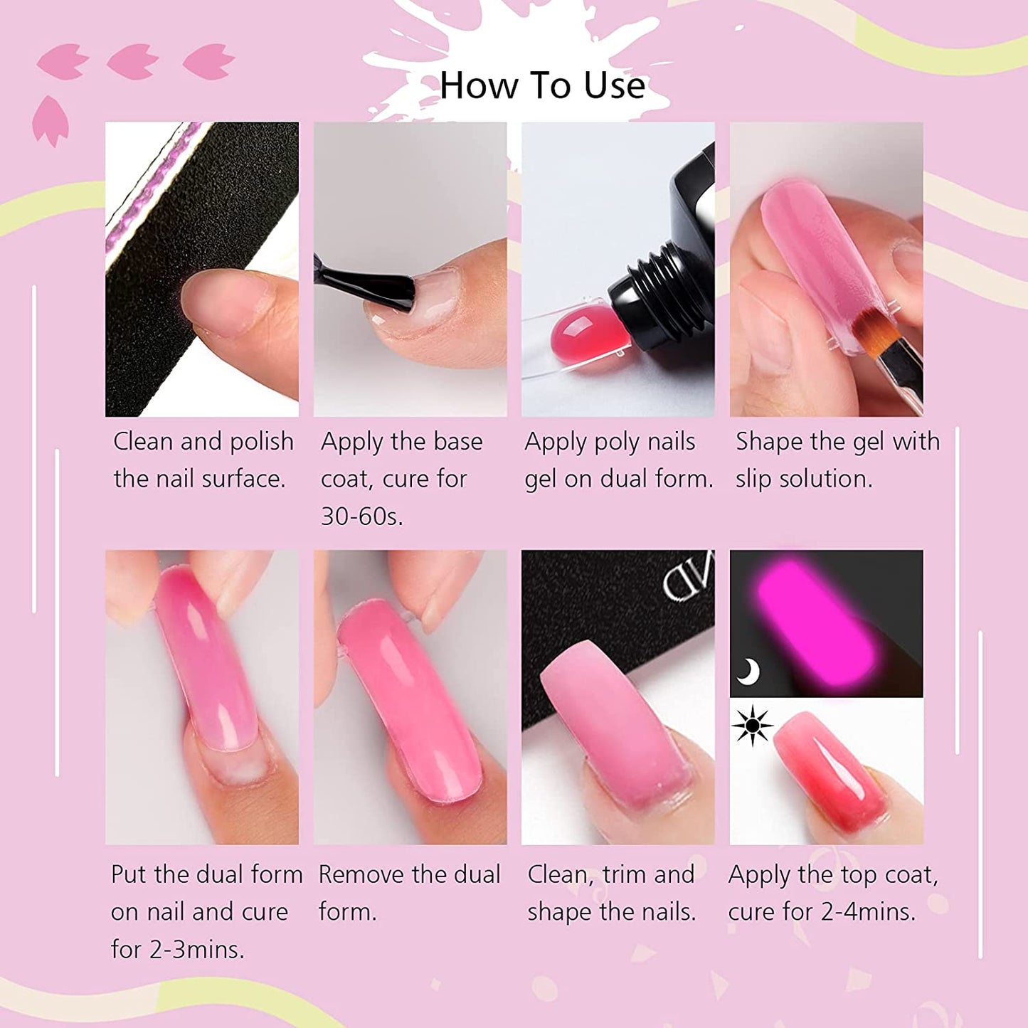 Luminous Poly Nails Gel Set  Extension Acrylic Gel Set Builder Nail Gel Kit