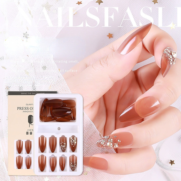 Gradient Fake Press On Nails Glossy Coffin Tips Artificial Nails