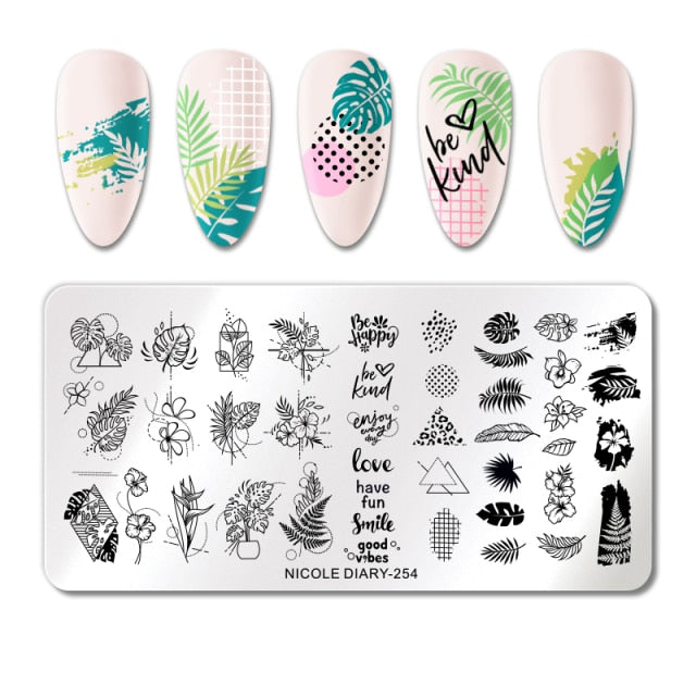 French Line Flower Nail Stamping Plates Abstract Pattern Nail Art Stamp