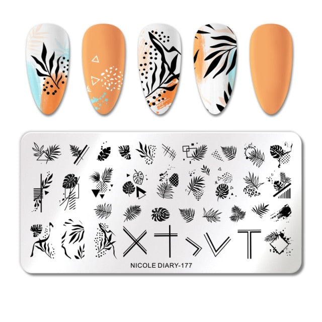 French Line Flower Nail Stamping Plates Abstract Pattern Nail Art Stamp