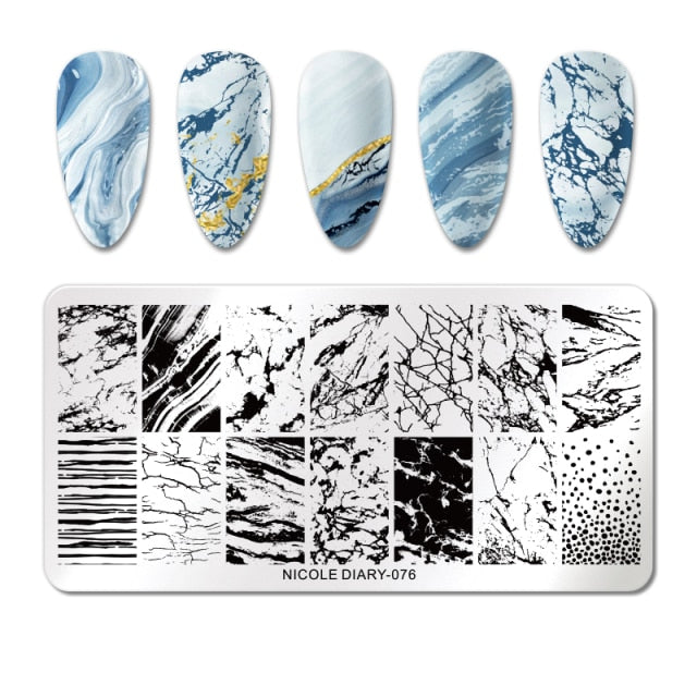 French Line Flower Nail Stamping Plates Abstract Pattern Nail Art Stamp