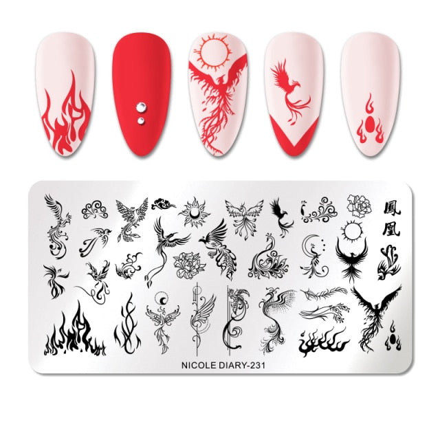 French Line Flower Nail Stamping Plates Abstract Pattern Nail Art Stamp