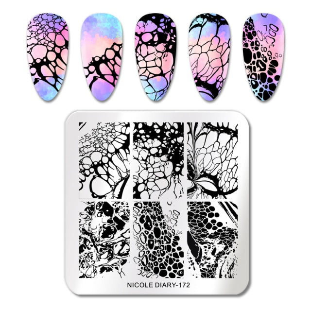 French Line Flower Nail Stamping Plates Abstract Pattern Nail Art Stamp