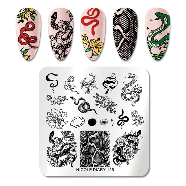 French Line Flower Nail Stamping Plates Abstract Pattern Nail Art Stamp