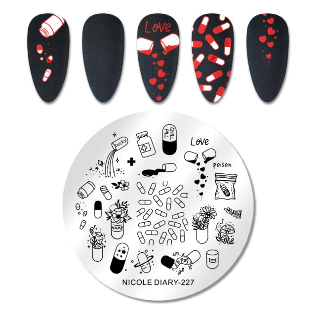 French Line Flower Nail Stamping Plates Abstract Pattern Nail Art Stamp