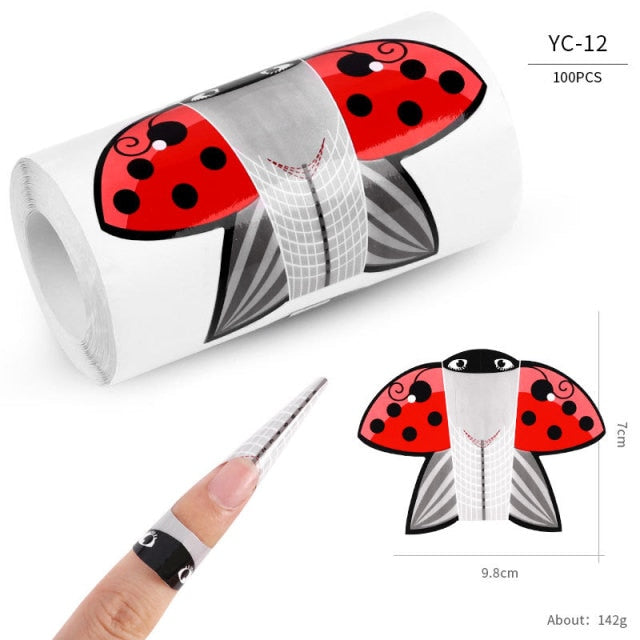 100pcs Nail Extension Forms Stickers Holder for Gel Acrylic Tips Nail Builder