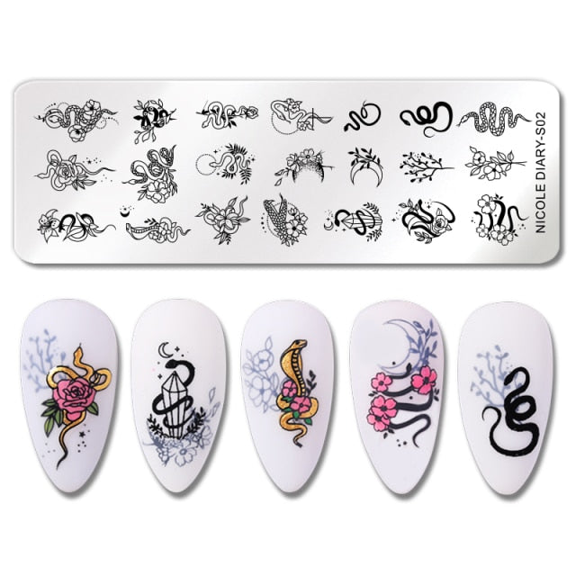 French Line Flower Nail Stamping Plates Abstract Pattern Nail Art Stamp