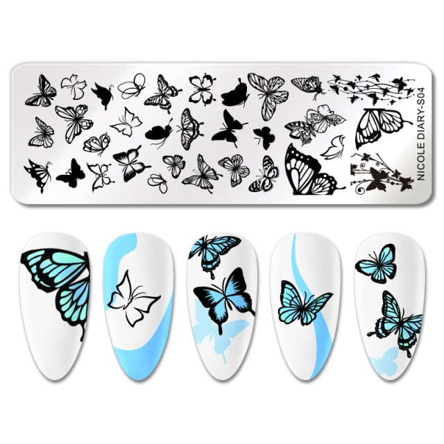 French Line Flower Nail Stamping Plates Abstract Pattern Nail Art Stamp