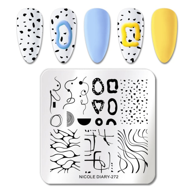 French Line Flower Nail Stamping Plates Abstract Pattern Nail Art Stamp