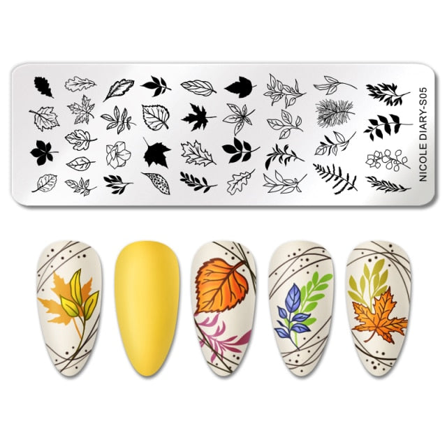 French Line Flower Nail Stamping Plates Abstract Pattern Nail Art Stamp