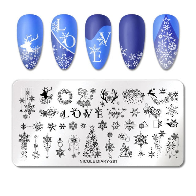 French Line Flower Nail Stamping Plates Abstract Pattern Nail Art Stamp