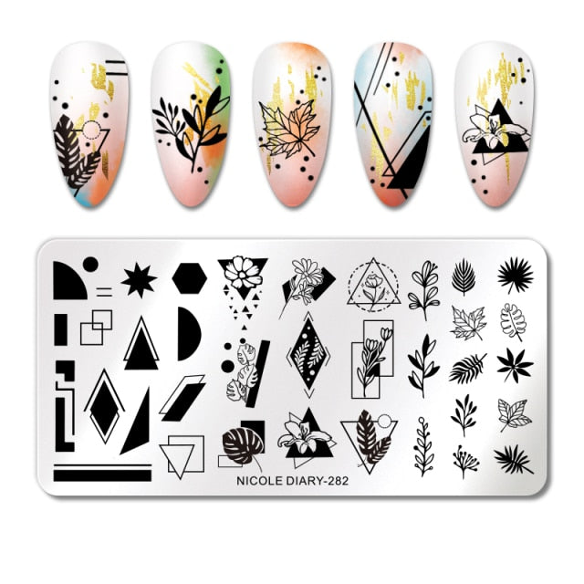 French Line Flower Nail Stamping Plates Abstract Pattern Nail Art Stamp