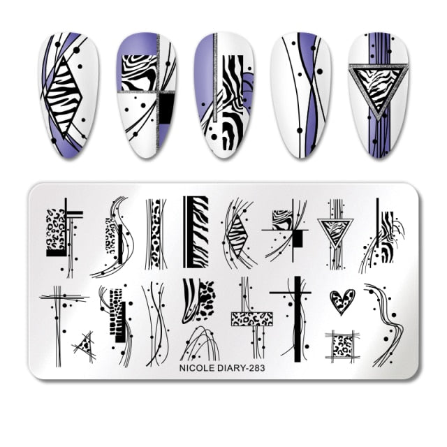 French Line Flower Nail Stamping Plates Abstract Pattern Nail Art Stamp