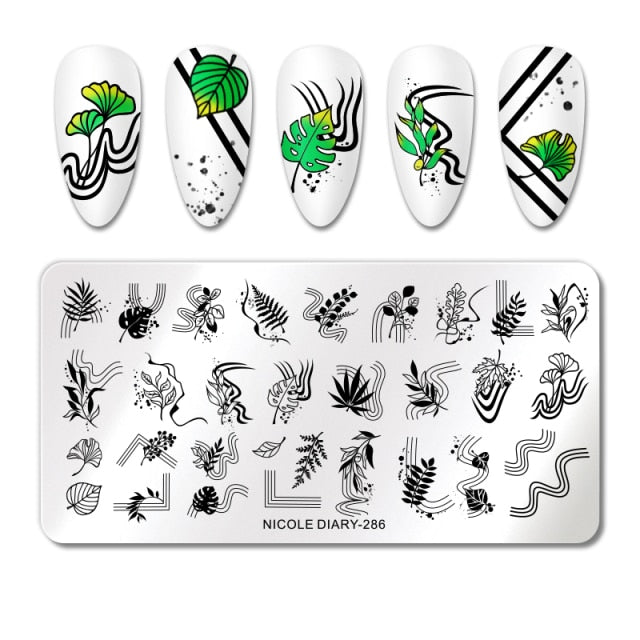 French Line Flower Nail Stamping Plates Abstract Pattern Nail Art Stamp