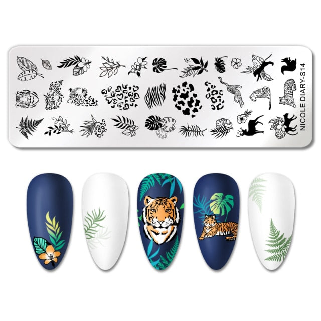 French Line Flower Nail Stamping Plates Abstract Pattern Nail Art Stamp