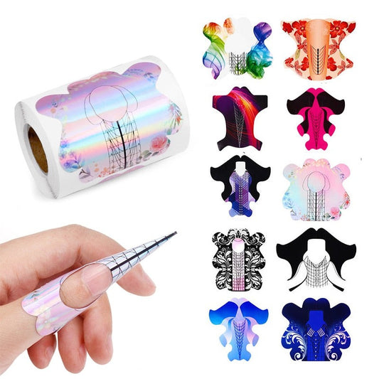 100pcs Nail Extension Forms Stickers Holder for Gel Acrylic Tips Nail Builder