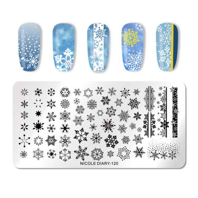 French Line Flower Nail Stamping Plates Abstract Pattern Nail Art Stamp