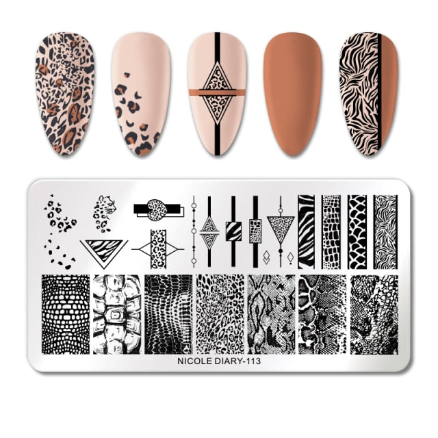 French Line Flower Nail Stamping Plates Abstract Pattern Nail Art Stamp